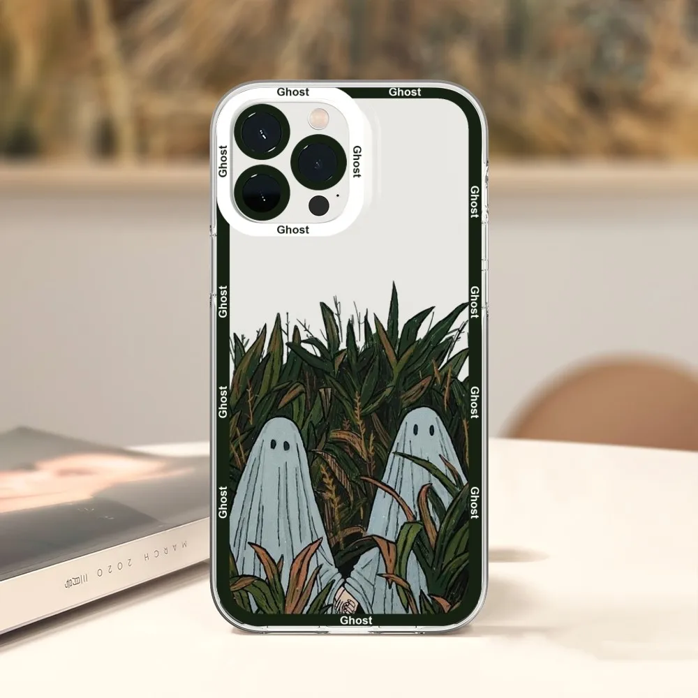 Cute Ghost Halloween Phone Case For Xiaomi Redmi Note 7 8 9 10 11 Pro Max Transparent Border Shell