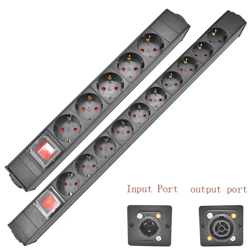 PDU power strip 3P aviation plug NAC3FX-W NAC3MPX  2-10AC EU SOCKET with double break switch  Waterproof Powercon wireless