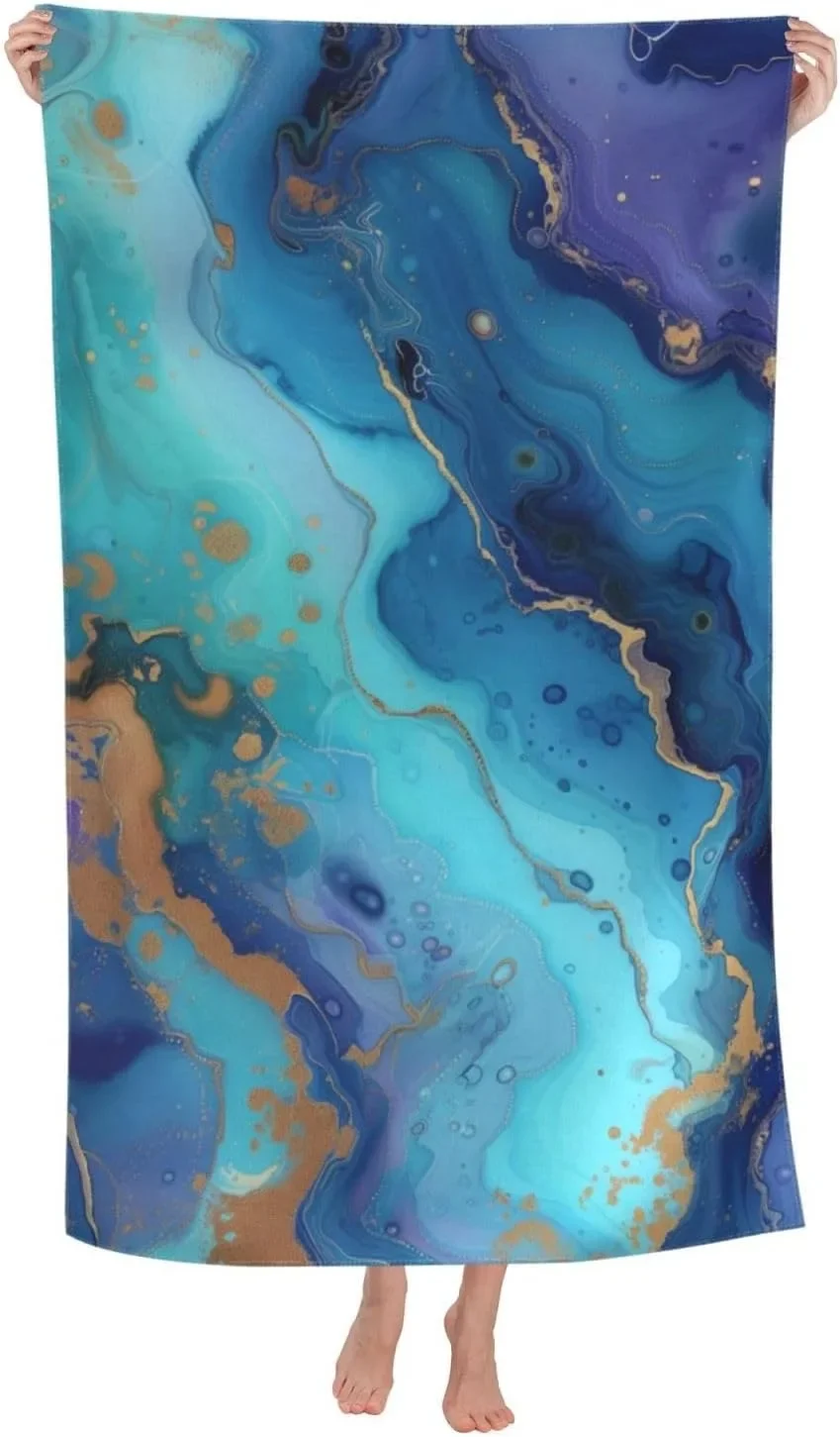 Blue Marble pattern Beach Towel for family friends Gifts Towel Quick-Dry Towel For Bath Yoga Tourism Beach GYM Camping Swimming