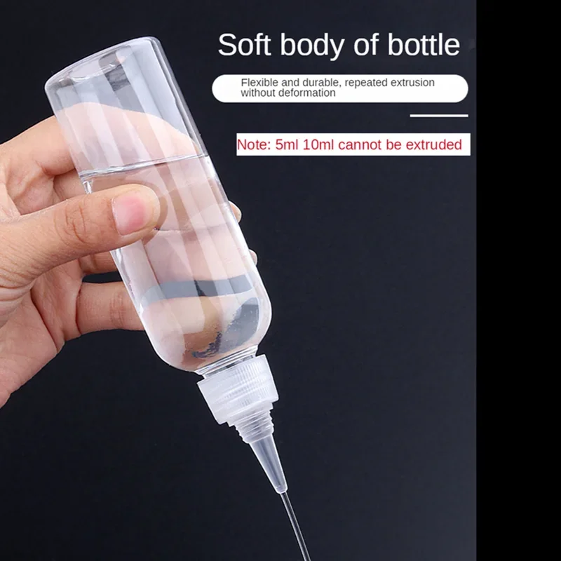 100ml Plastic Bottle Transparent Pointed Cap Crimp Refillable PET Portable Cosmetic Empty Slender Sealed Liquid Travel Container