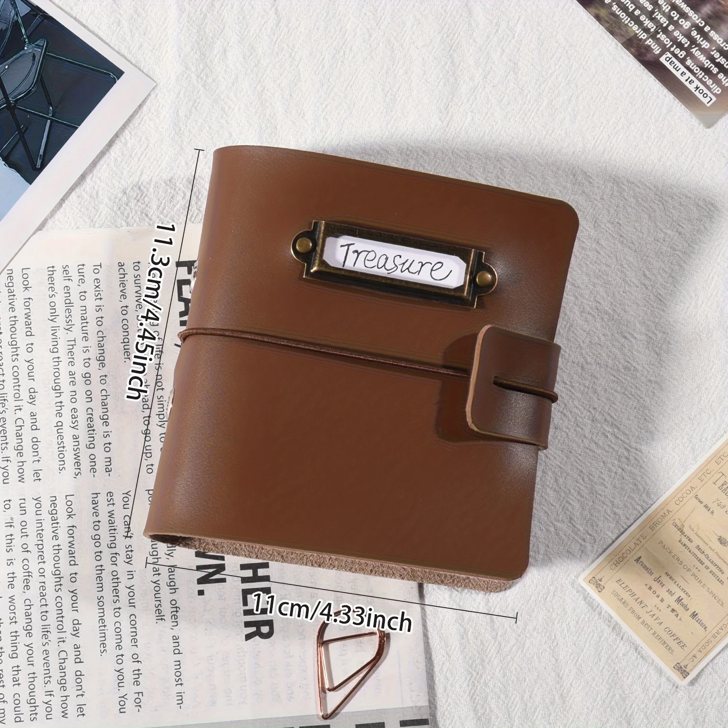 Photo Album Storage, Retro Leather Mini Polaroid Photo Album, Couple's Memory Book, 1-Pocket 3-Inch Travel Card Holder view 5