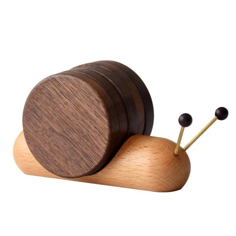 

North American black walnut creative snail tea table coaster tea ceremony solid wood insulation mat wood tea mat gift