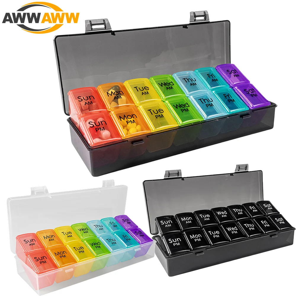 

1PCS Weekly Pill Organizer 2 Times a Day, Pill Box with Large Compartments, Pill Case BPA-Free for Vitamins, Fish Oils,Medicines