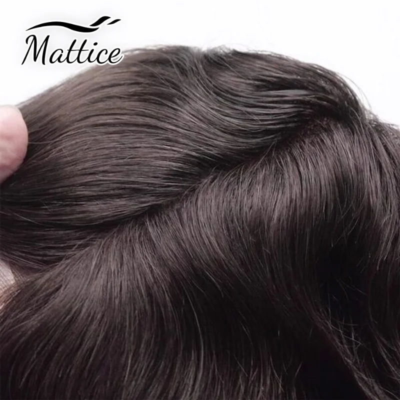 Male Hair Prosthesis Versalite Lace Front Toupee Men Mono Pu Real Hair System Skin Around Men Wig 100% Human Hair System Unit