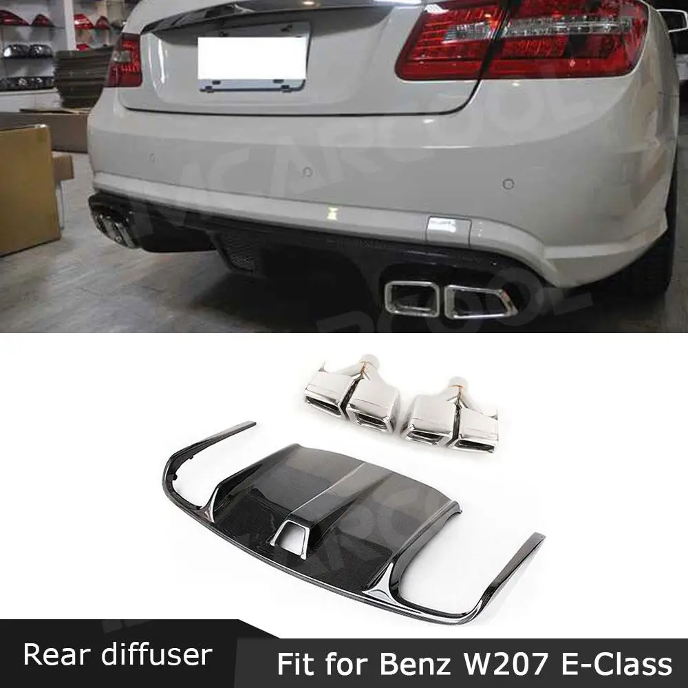 Carbon Fiber Rear Bumper Lip Diffuser with Exhuast Tips For Benz E Class W207 C207 E260 E300 E350 Sport Coupe 2 Door 2009-2012