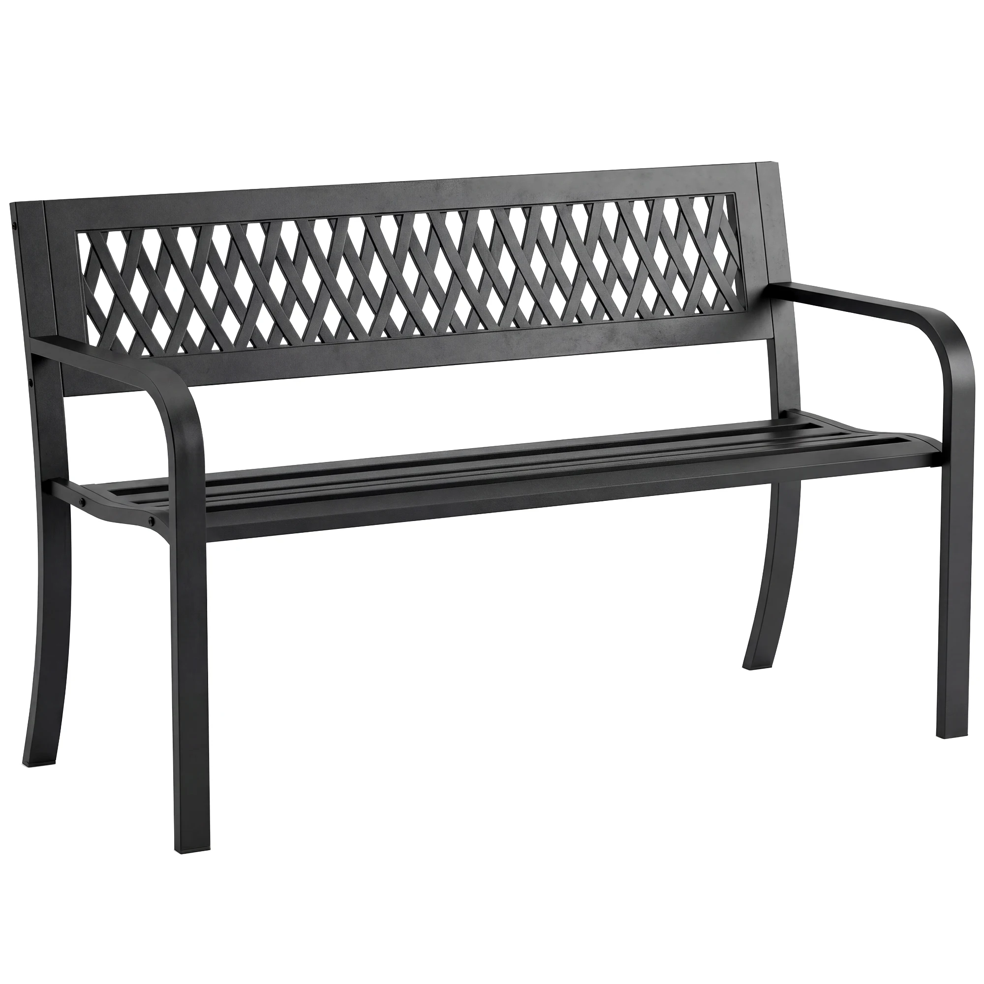 Outsunny Banco de Jardín Exterior de 2 Plazas con Asiento Listonado Negro