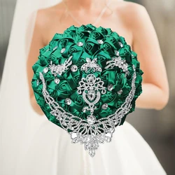 1pc/lot  Green Bridal Wedding Bouquet Artificial Ribbon Rose