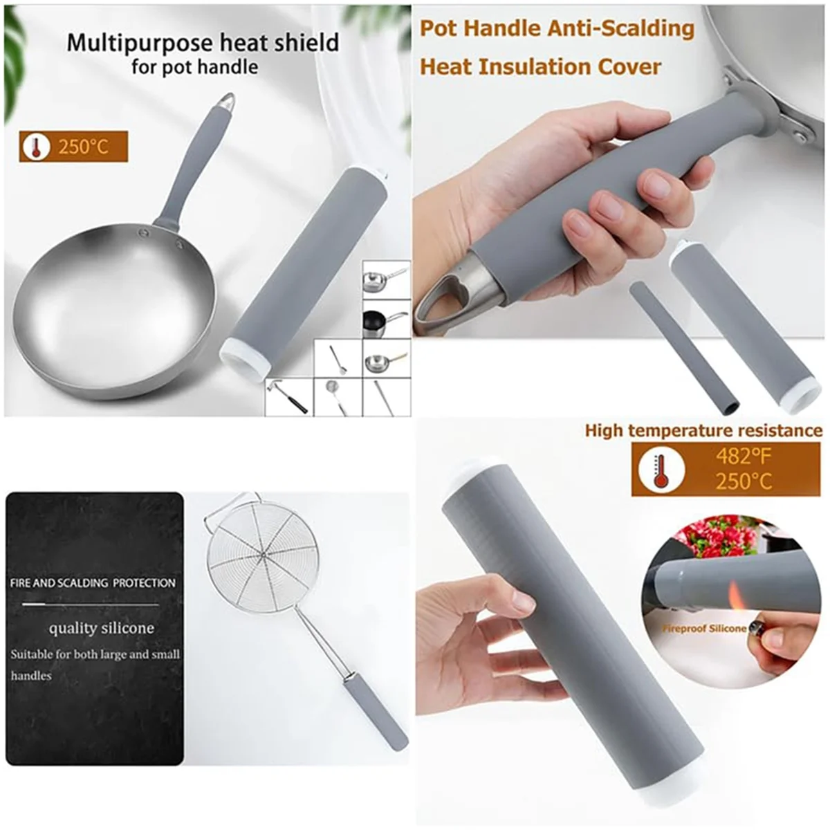 Insulated Silicone Cover for Pot Handle, Upgraded Silicone Hot Handle, Frying Pan Handle Set with Anti-Scalding Handle