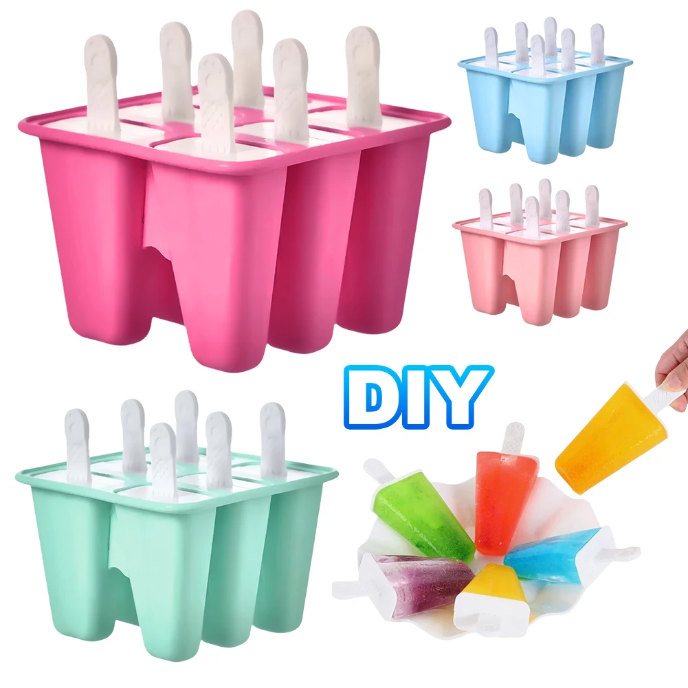 

6Pcs Ice Lolly Mould Easy To Remove Silicone Ice Pop Molds BPA Free Home Popsicle Mold Reusable Homemade Silicone Popsicle Maker