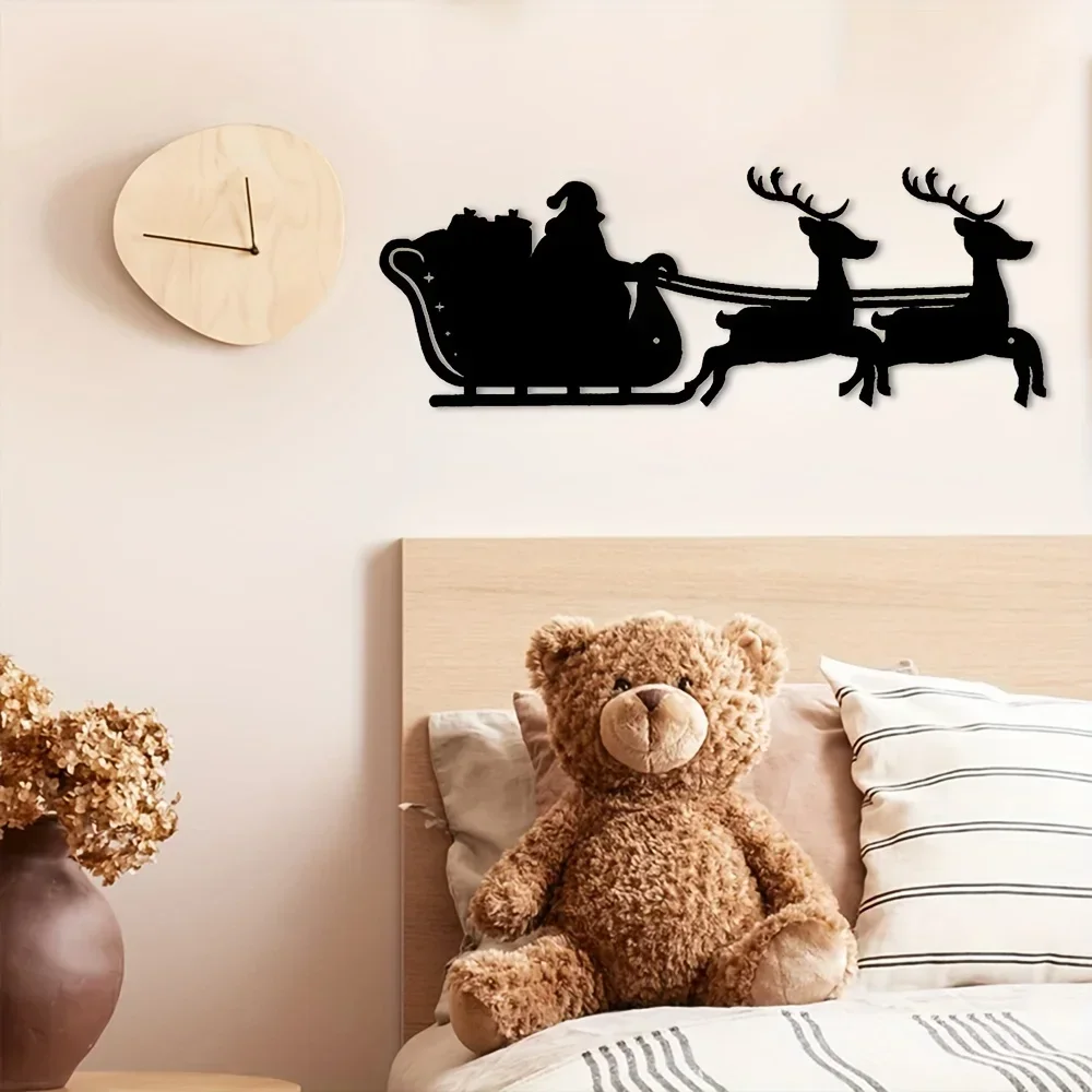 Promotion Christmas Sleigh Metal Wall Hanging Decoration Art, Metal Home Art Interior Decoration, Home Office Iron Art Wall Deco