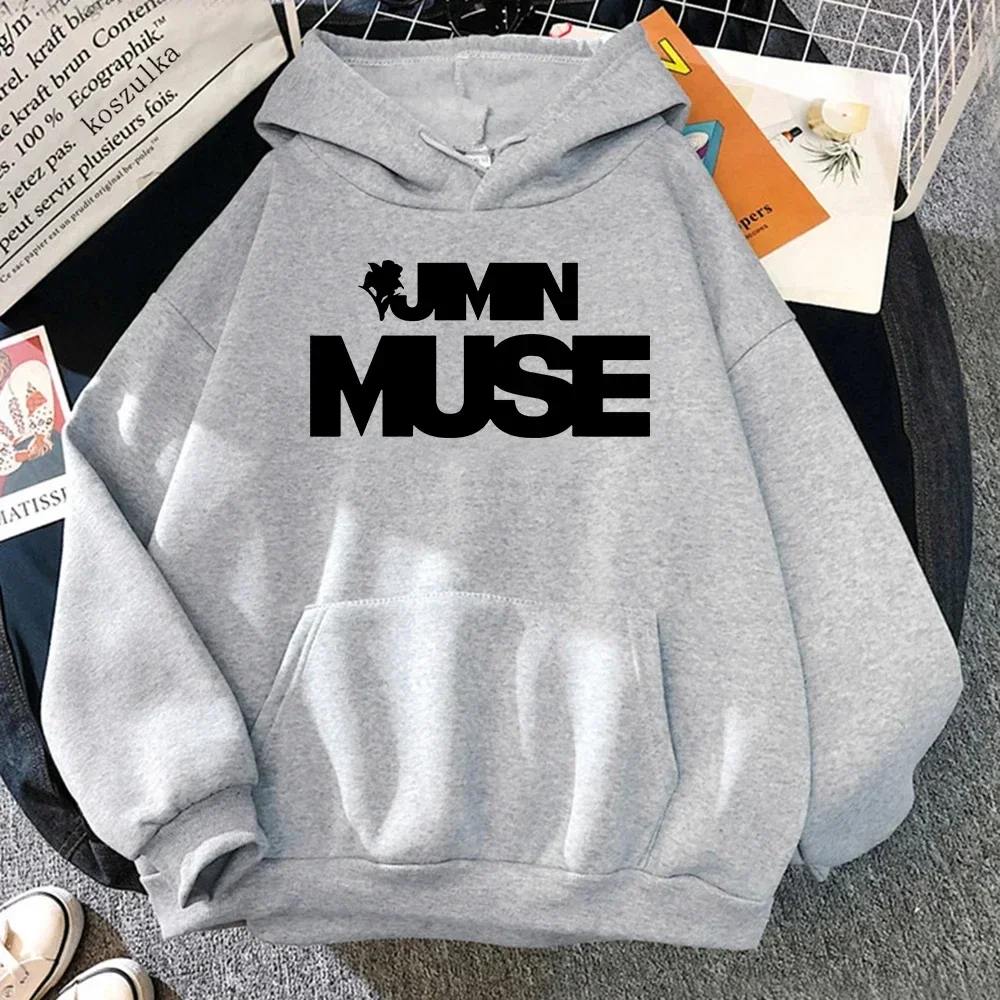 سترة بغطاء للرأس من Jimin Muse Fashion Harajuku ملابس الشارع الجمالية غير رسمية للجنسين بلوفرات كلاسيكية