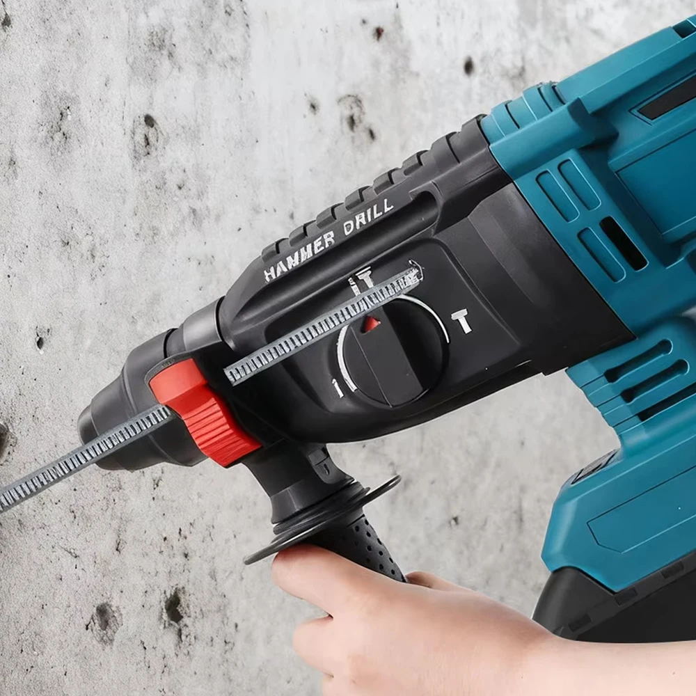 Podofo Trapano Rotativo a Percussione Senza Fili 26mm 21V Trapano Elettrico a Percussione 360 ° Utensili Elettrici con Rotazione Ammortizzata e 2 Batterie