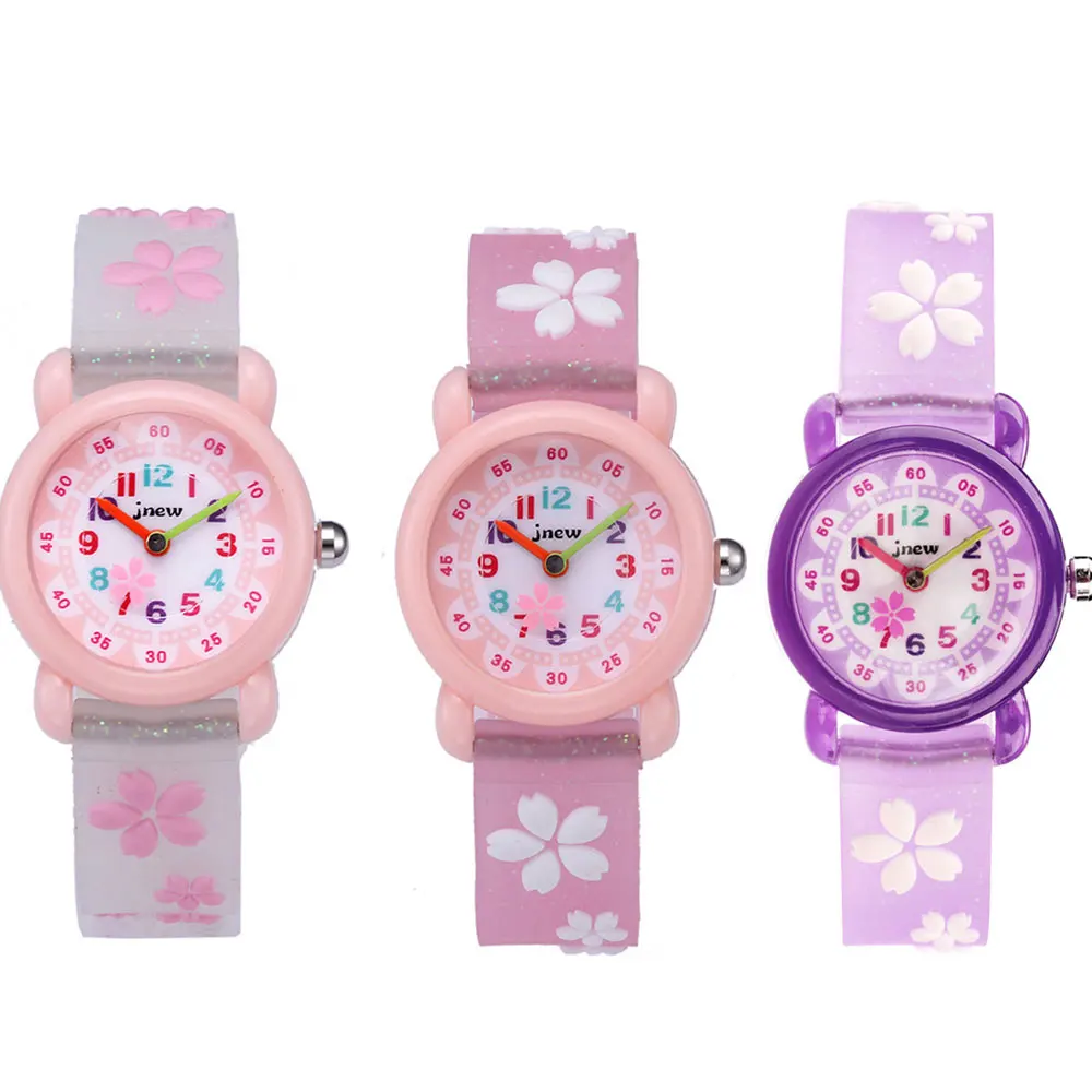 Crianças dos desenhos animados relógio à prova dcute água bonito dos desenhos animados gato cherry blossom dial menino menina quartzo relógios para crianças presente de aniversário reloj