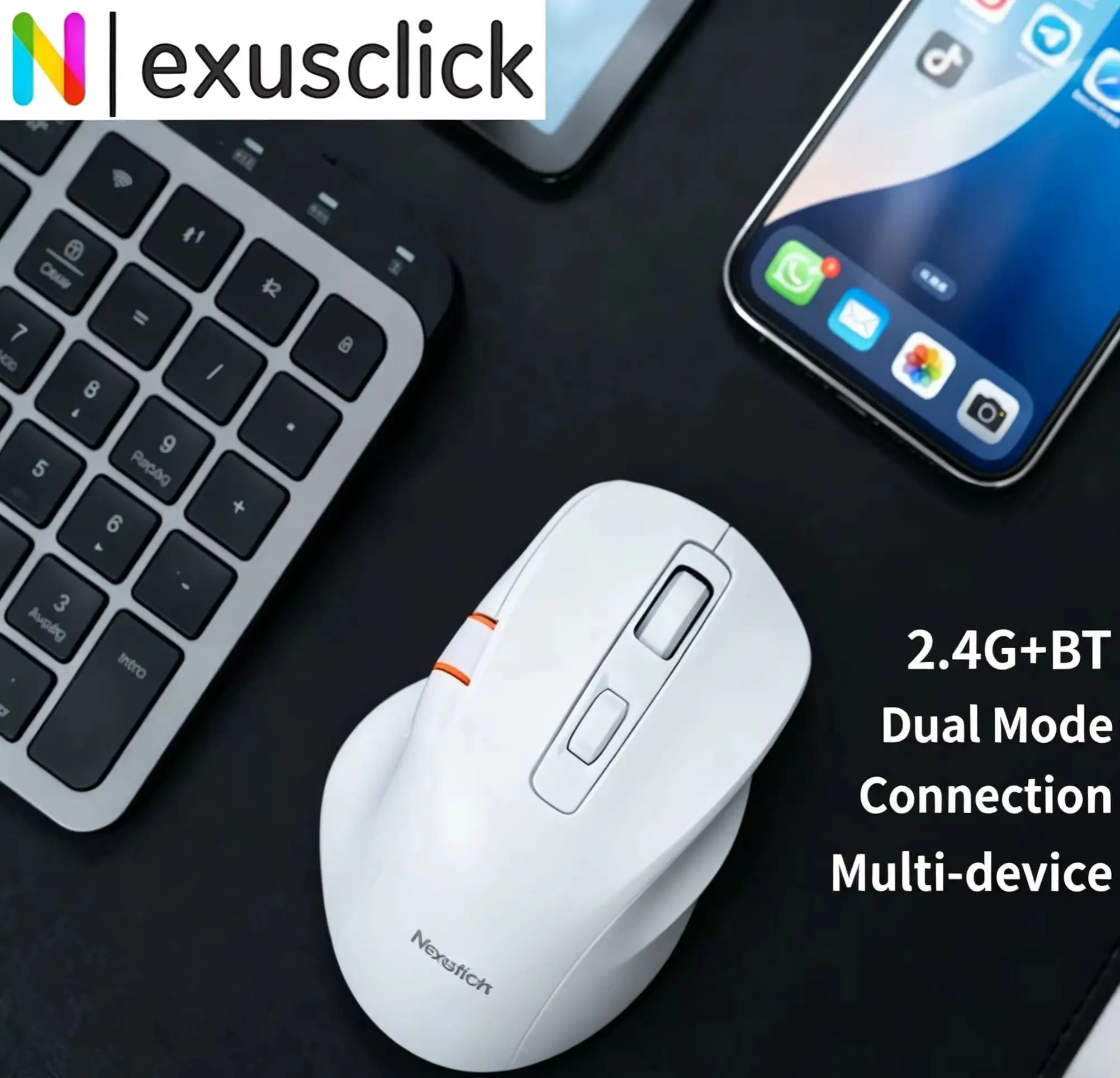 

Wireless Dual Mode Ergonomic Design Office Mouse,BT/2.4G,DPI Adjustable,Long Battery Life Slient Click Mouse For Laptop Computer