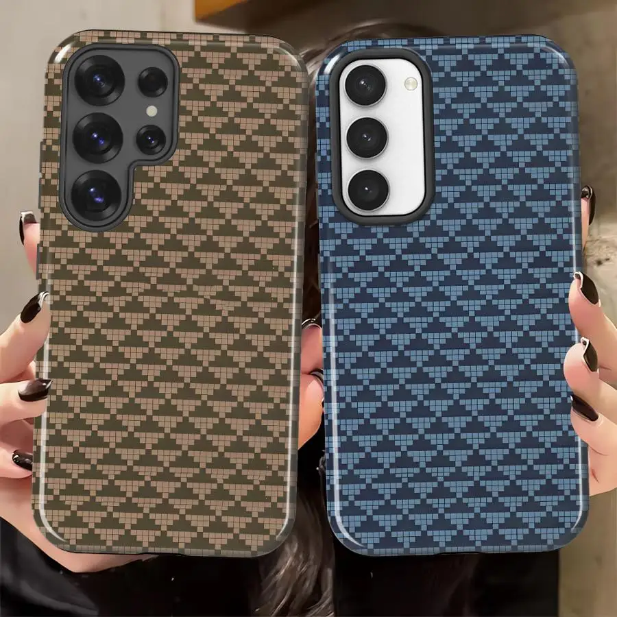 Phone Case for Samsung Galaxy S26 Ultra S23 A56 S24 Ultra A36 A26 S25Ultra S20 FE A16 Soft Cover Capa Retro Brown Tile Art