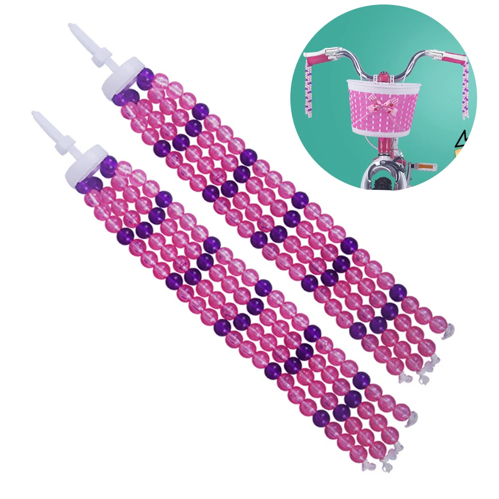 

2 Pair Handlebar Streamers Kids Bike Decor Ribbon Pink Accessories Bicycles Tricycle Scooters Baby Carrier Glossy Durable