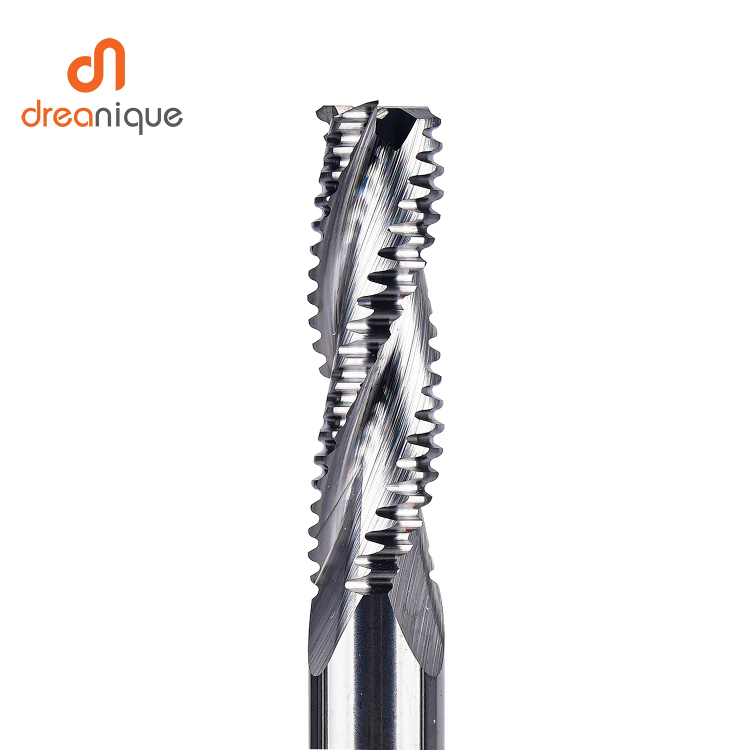 Dreanique 1pc 3 Flutes Solid Carbide Heavy Duty Roughing Milling Cutter 4mm-12mm Woodworking Sloting CNC Coarse Grain Rougher