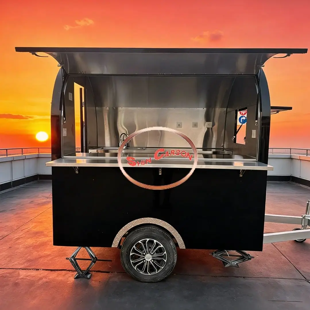 

Commercial Portable Mobile Food Cart with Stainless Steel Workstation And Sink for Outdoor Snack Selling Street Vendor Cart