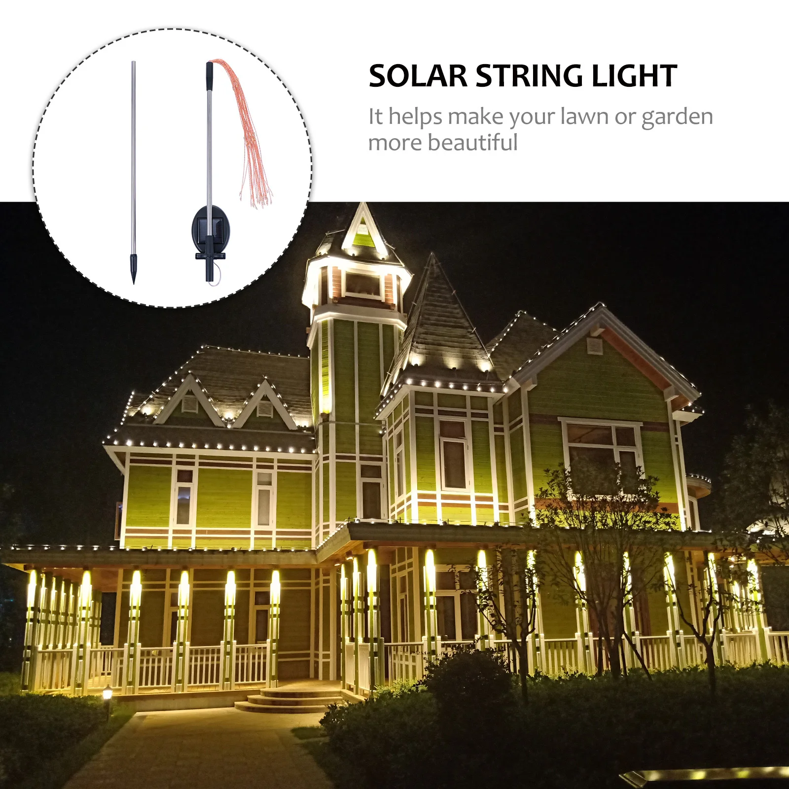 سلسلة ضوء تعمل بالطاقة الشمسية مقاومة للماء، جودة عالية، متينة، سهلة الاستخدام، ضوء حصة الحديقة، رومانسية جميلة، مسار ساحة، سطح سياج حمام السباحة #1