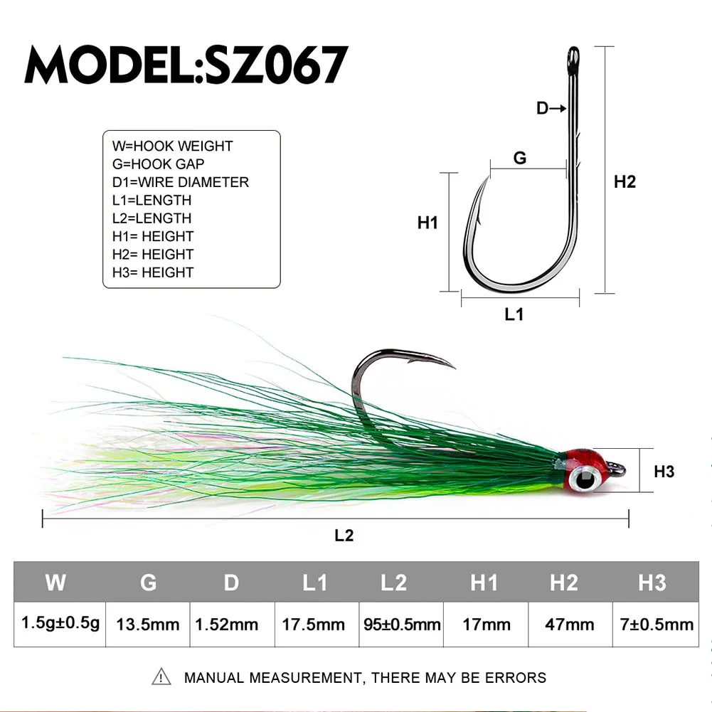 Fishing Bucktail Teaser Hooks 5pcs Saltwater Fishing Jig Teaser Lures w/ Carbon Steel Hooks for Salmon Trout Sea Bass Steelhead