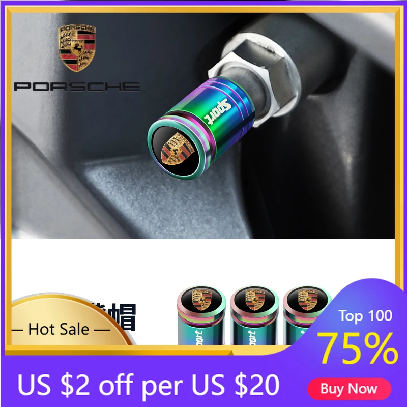 

Car Sticker For Porsche Cayenne Panamera Macan 911 4PCS Alloy Car Logo Wheel Tire Valve Anti-dust Cap Tyre Stem Cover for Porsch