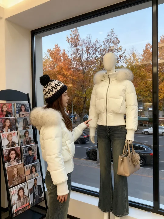 

New 2025 Winter ort Thiened Cotton Jaet Women's Beautiful White Outerwear Warmth Stuffed Cotton Warm Faionable Fem...