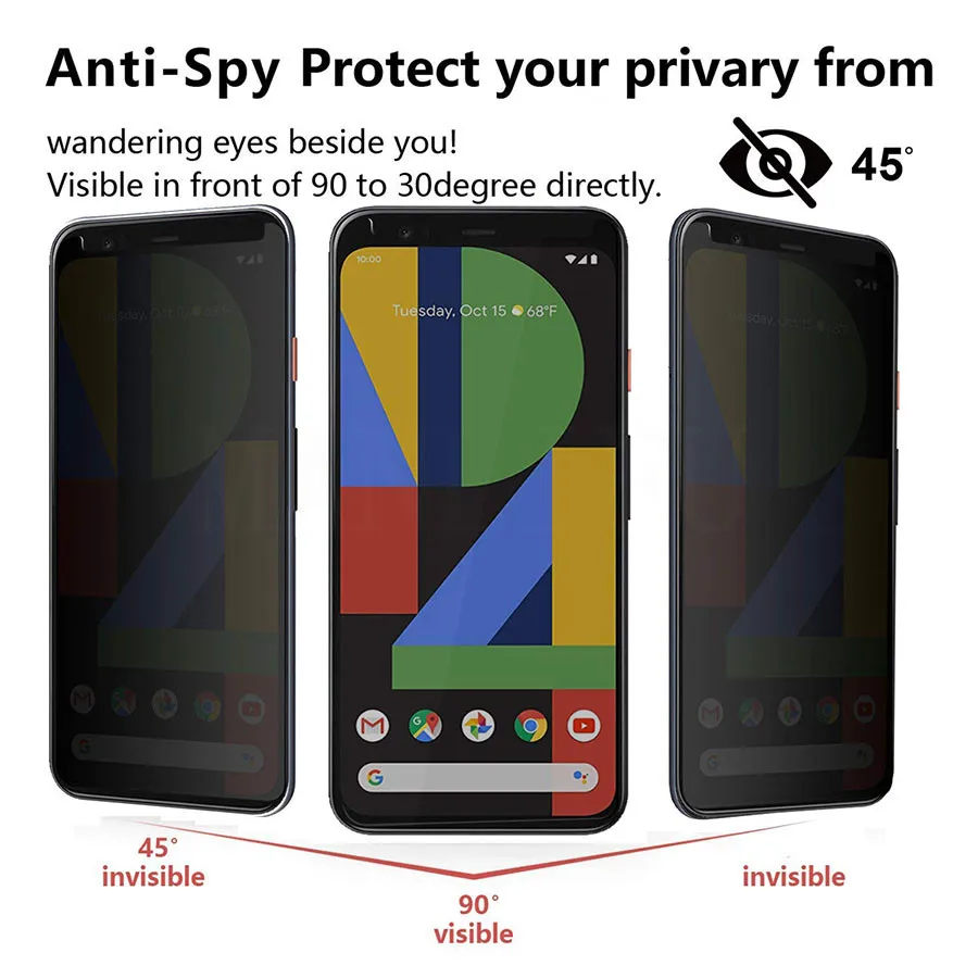 21D كامل منحني مكافحة التجسس الزجاج المقسى لجوجل بكسل 6 7 8 برو 5 7a 4a 4G 4 XL 3 الخصوصية حامي الشاشة بكسل 5a 5G 3 6a #2