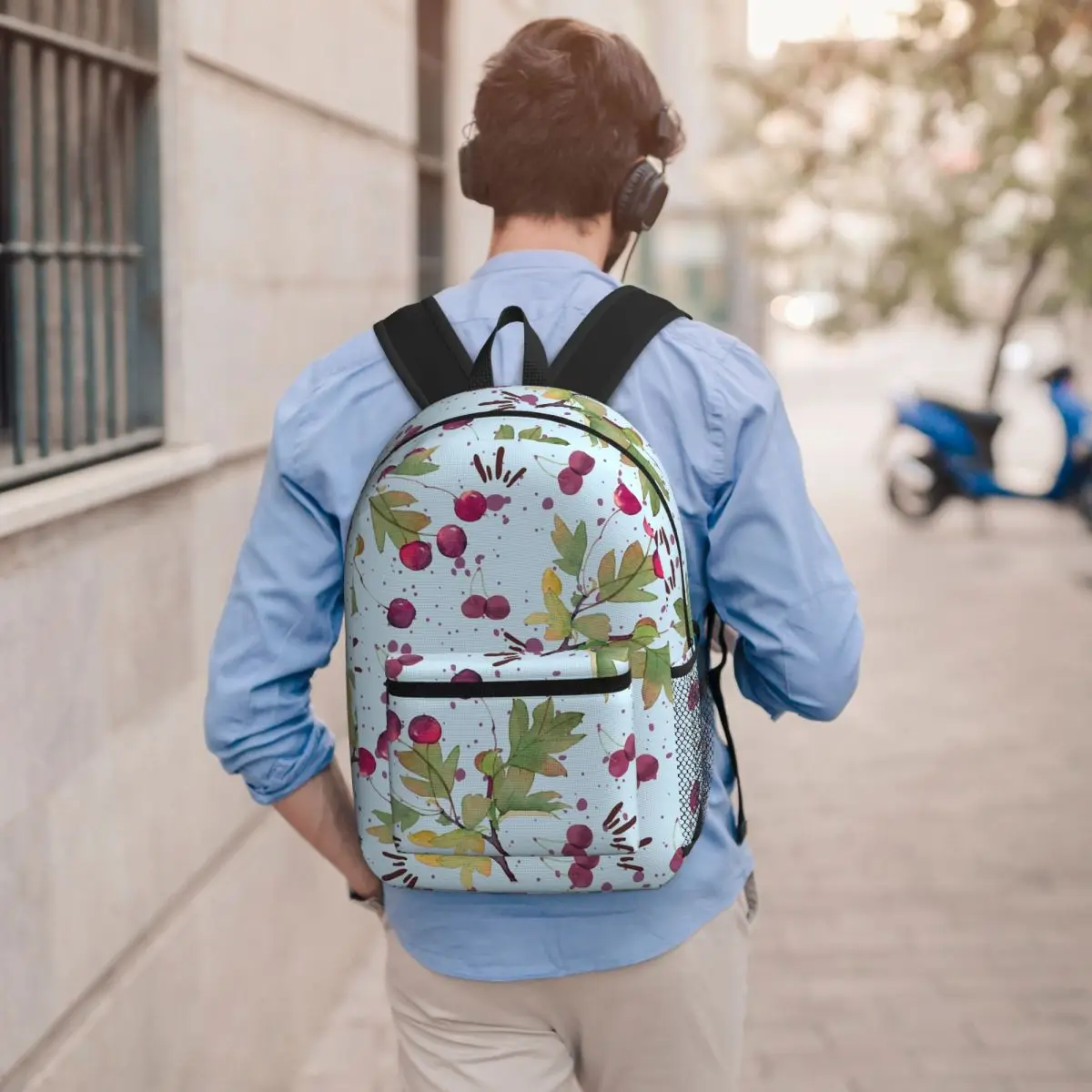 

Cherry Pattern Summer Backpack Student BookBag Kids School Bag Laptop Shoulder Bags for Men Women