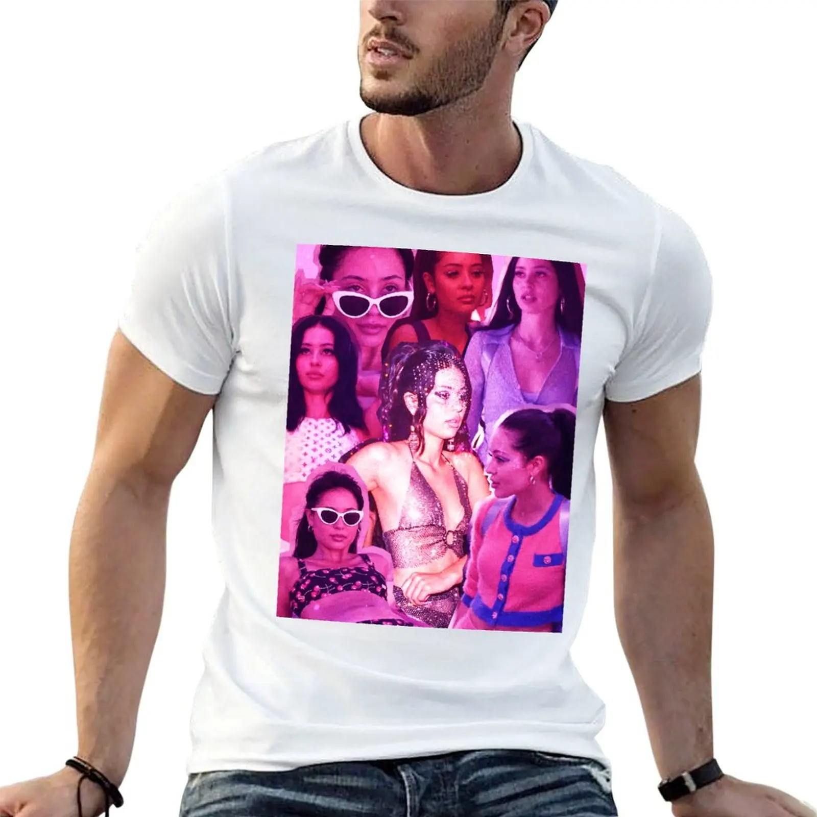 Camiseta Euphoria Maddy Pink Collage, camiseta para hombre, camiseta de lujo para hombre, camisetas gráficas de algodón de alta calidad para hombre