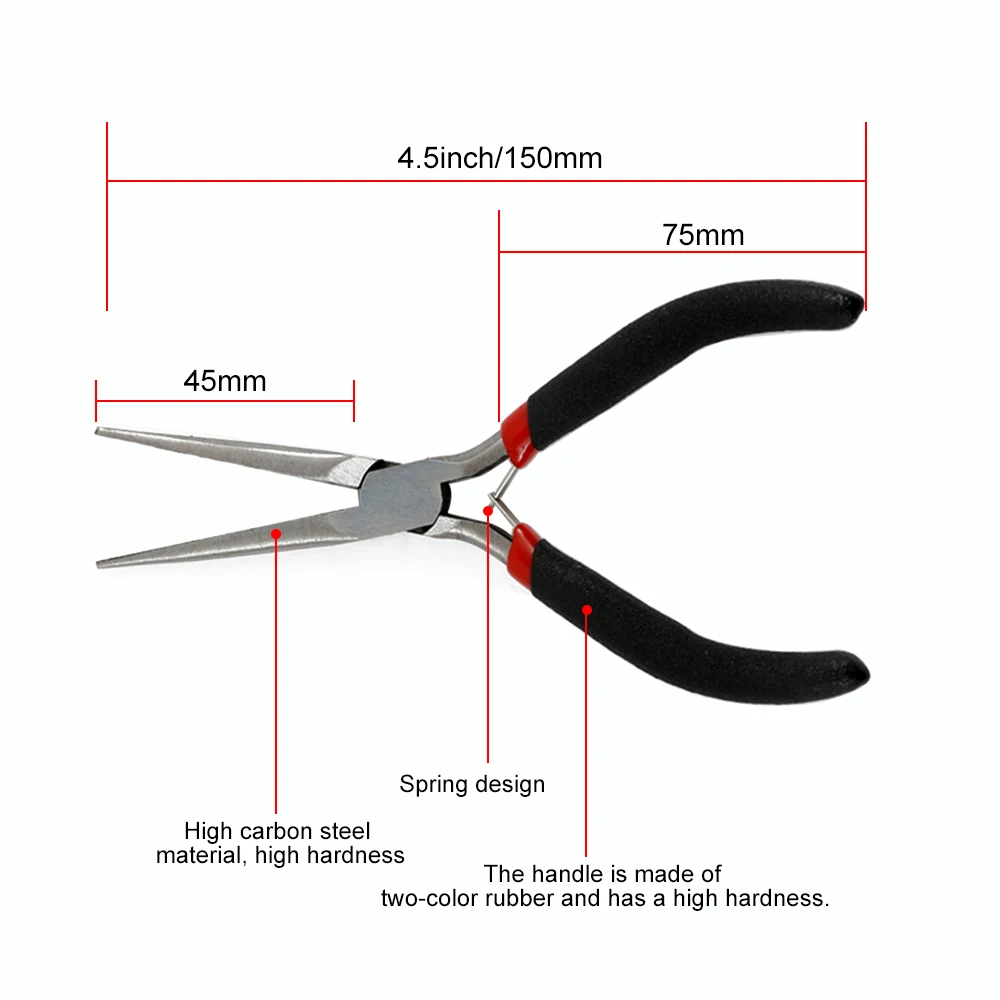 Extra Long Reach Nose Pliers 45#steel Mini clamping stripping Multitool Hand Tool for DIY Polishing Jewelry Making Tools