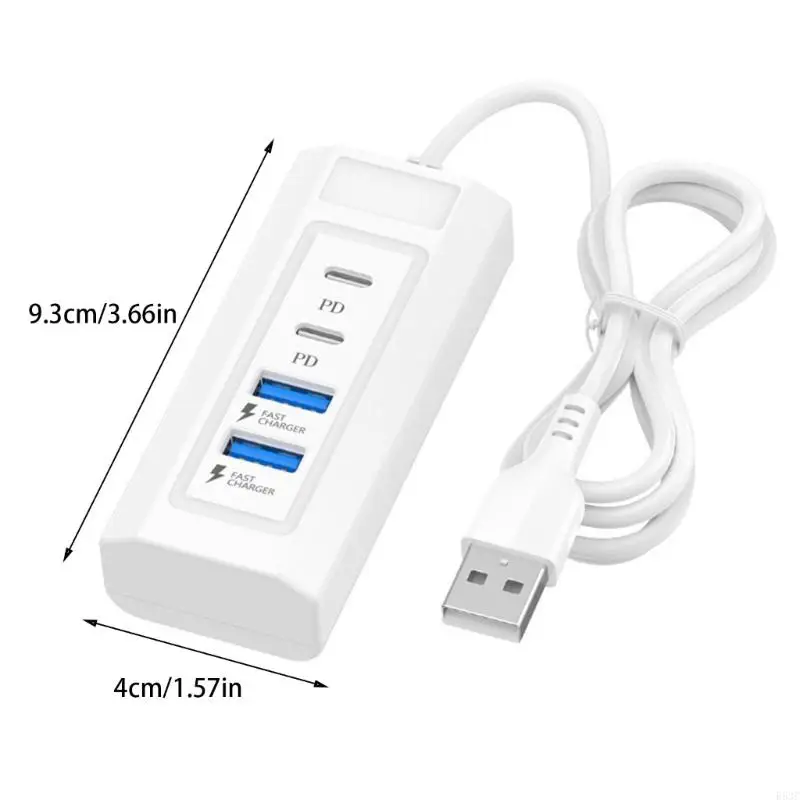 R53C USB Charging Dock With Four Outputs Including Double USB And Type C For Smartphones And Tablets