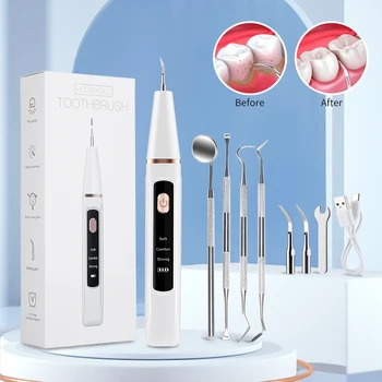 Raspador dental ultrassônico para dentes, tártaro, removedor de cálculo dental, led, limpador elétrico sônico, remoção de pedra dentária