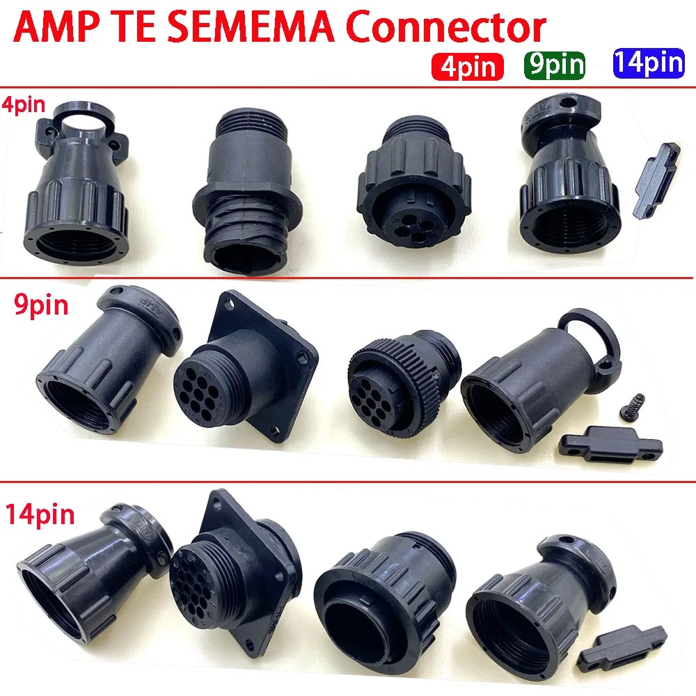 

1 set of 4P/9P/14 pin AMP/TE type SMEMA male and female socket cable connectors automotive sensor sockets SMT connectors