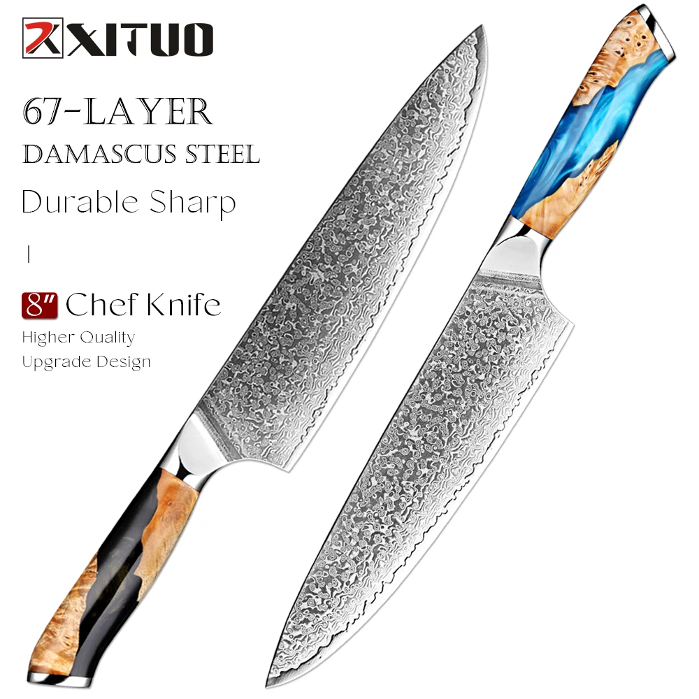

Professional Damascus Chef Knife 8 Inch,67 Layers VG-10 Super Steel Kitchen Knife, Ultra Sharp Japanese Knife Ergonomic Handle