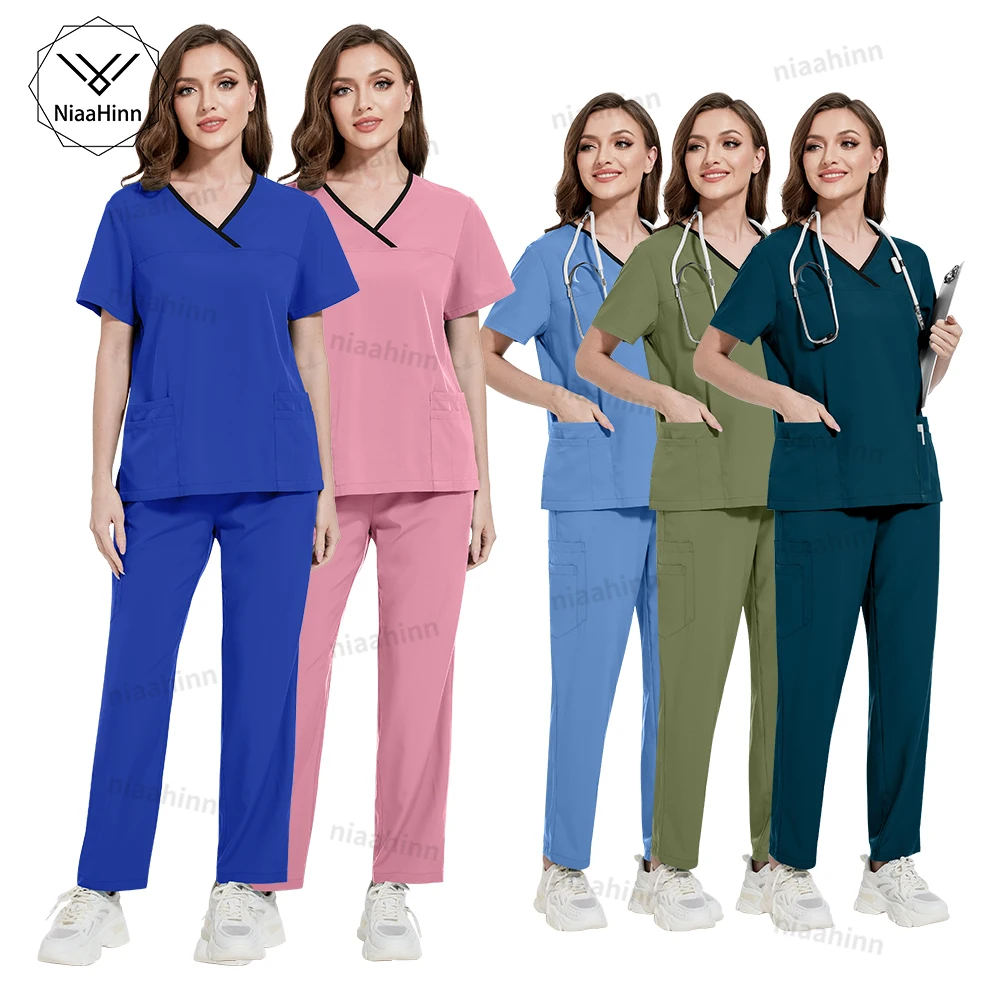 

Hot Selling Nurse Uniforms Scrub Top+pants Suit Hospital Clinical Nursing Articles Dentists Nurses Scrubs Medical Uniforms Woman