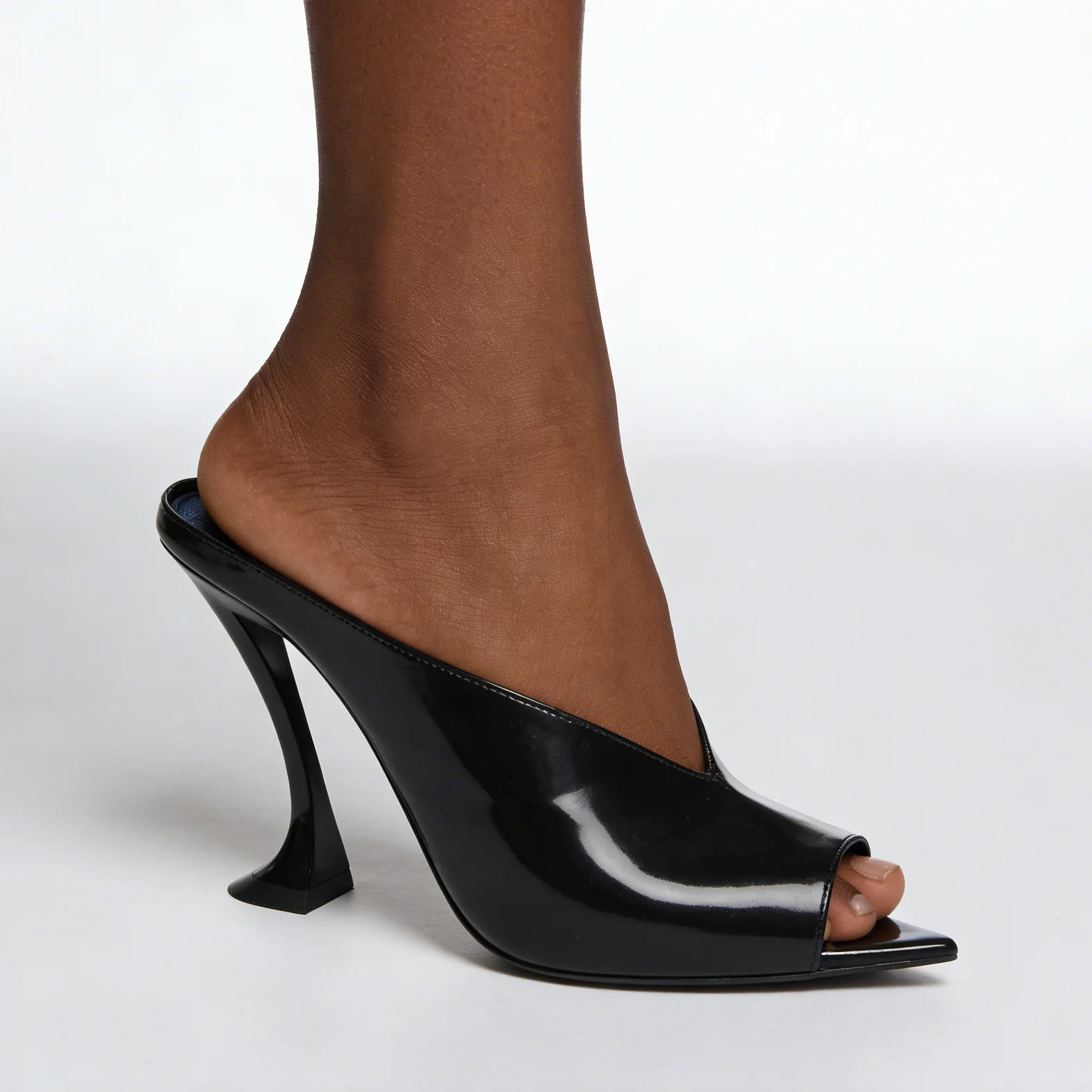 

Women's Patent Leather/satin Mule Slippers Peep Toe Strange Style Slip On Sexy Thin Heel Fashion Sandals Banquet Size 35-43