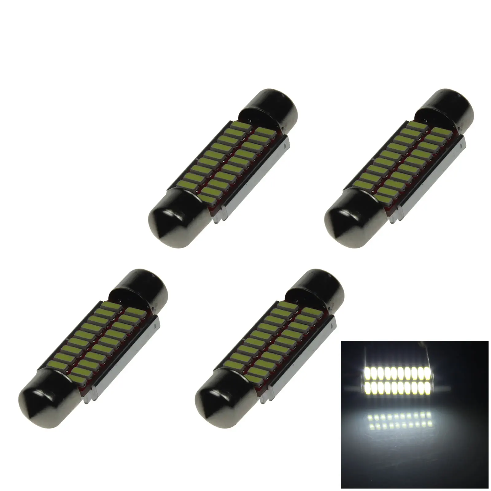 4x White AUTO 39MM Festoon Lamp marker Light 20 Emitters 4014 SMD LED 38mm Z20433