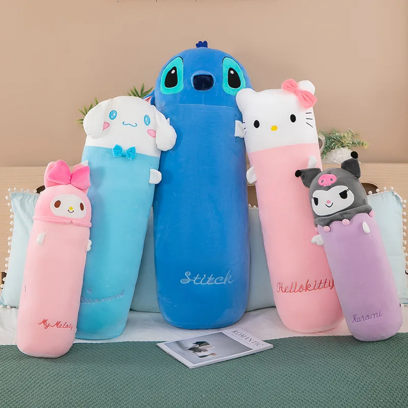 60cm Cylindrical Long Pillow Cinnamoroll My Melody Lovely Soft Plush Bed With Cylindrical Pillow Children's Soothing Toy Gifts