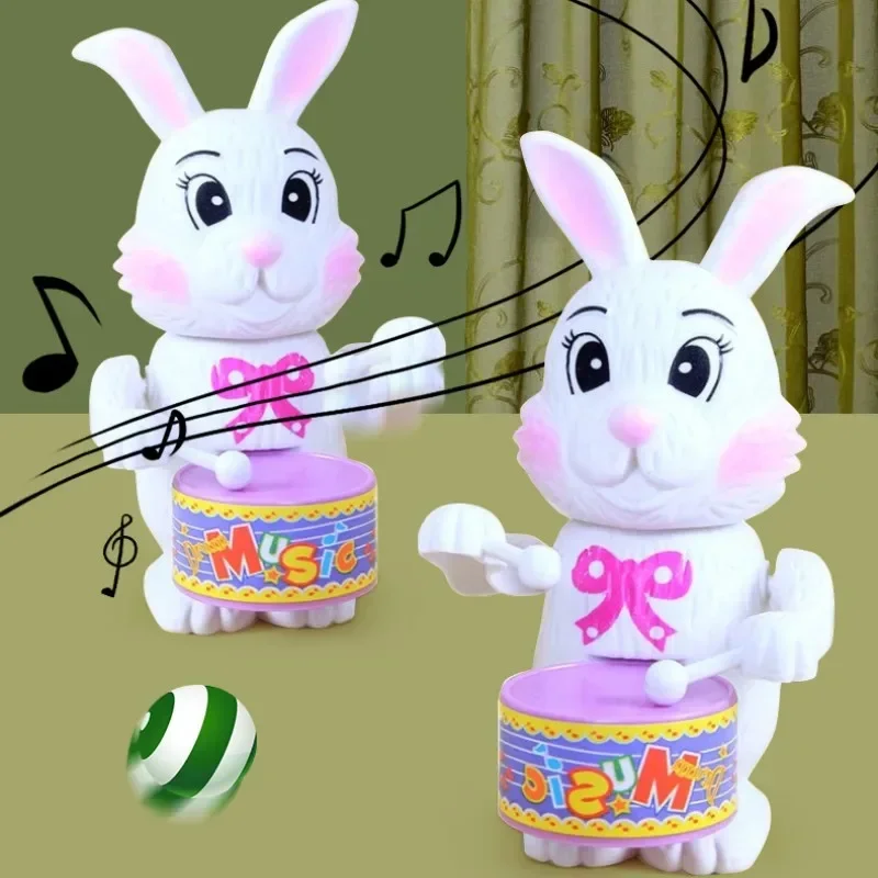 

Funny Cartoon Rabbit Elephant Drumming Toy Wind-Up Clockwork Educational Toy Gift for Kid Gifts Children's Wind-up Toys