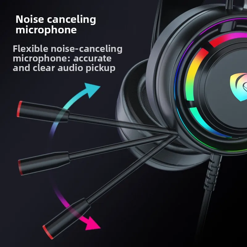 التعرف على السمع مع ميكروفون PSH-300 المانعة للضوضاء RGB ألعاب الرياضات الإلكترونية رأس أصلع مبهر يرتدي سماعة رأس ستيريو سلكية