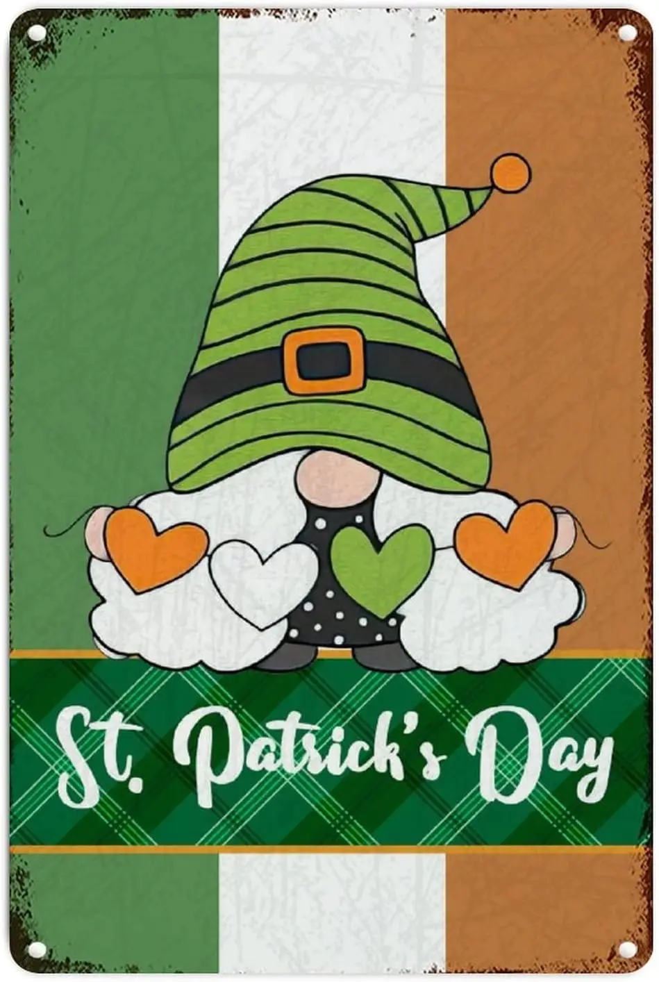 

Ireland Flag Decor Leprechaun Gnome Aluminum Sign Lucky Clovers Happy St Patrick's Day Metal Wall Sign St Patrick Green Buff