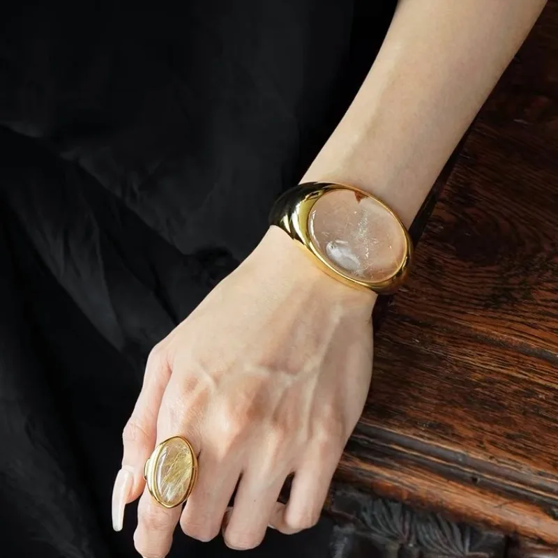 

Роскошные овальные браслеты из натуральных кристаллов для женщин, регулируемый браслет с инкрустацией драгоценными камнями, новый браслет в китайском стиле, ювелирные изделия