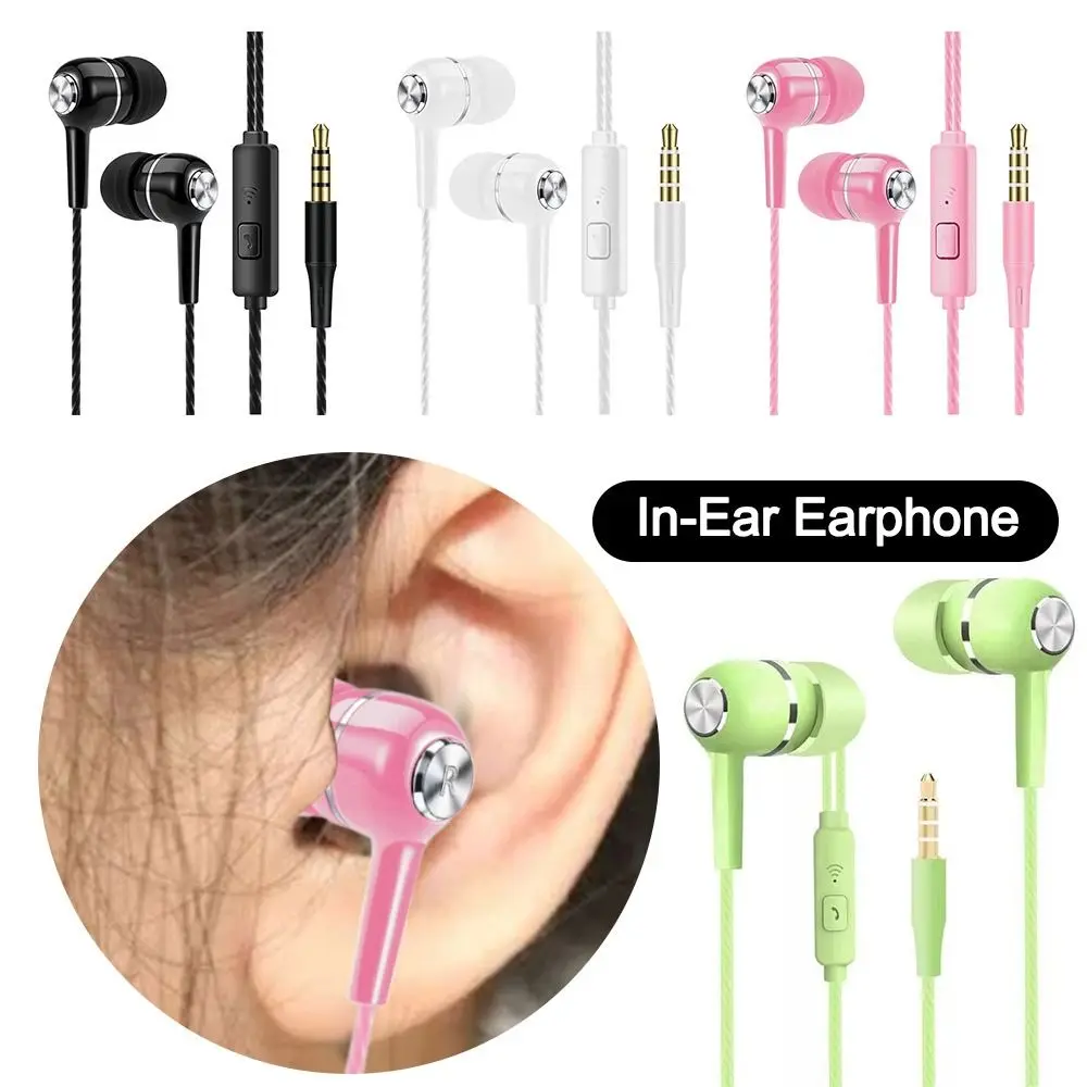 Stereo In-Ear Earphone Bass With Microphone 3.5mm Earbuds Universal Portable Wired Headphone for Apple/Android/Huawei