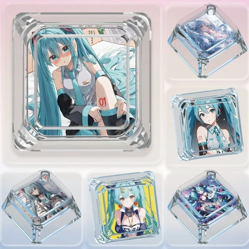 Hatsune Miku creative personalized keycap, cross-axis single wooting mechanical keyboard cartoon fashion transparent keycap