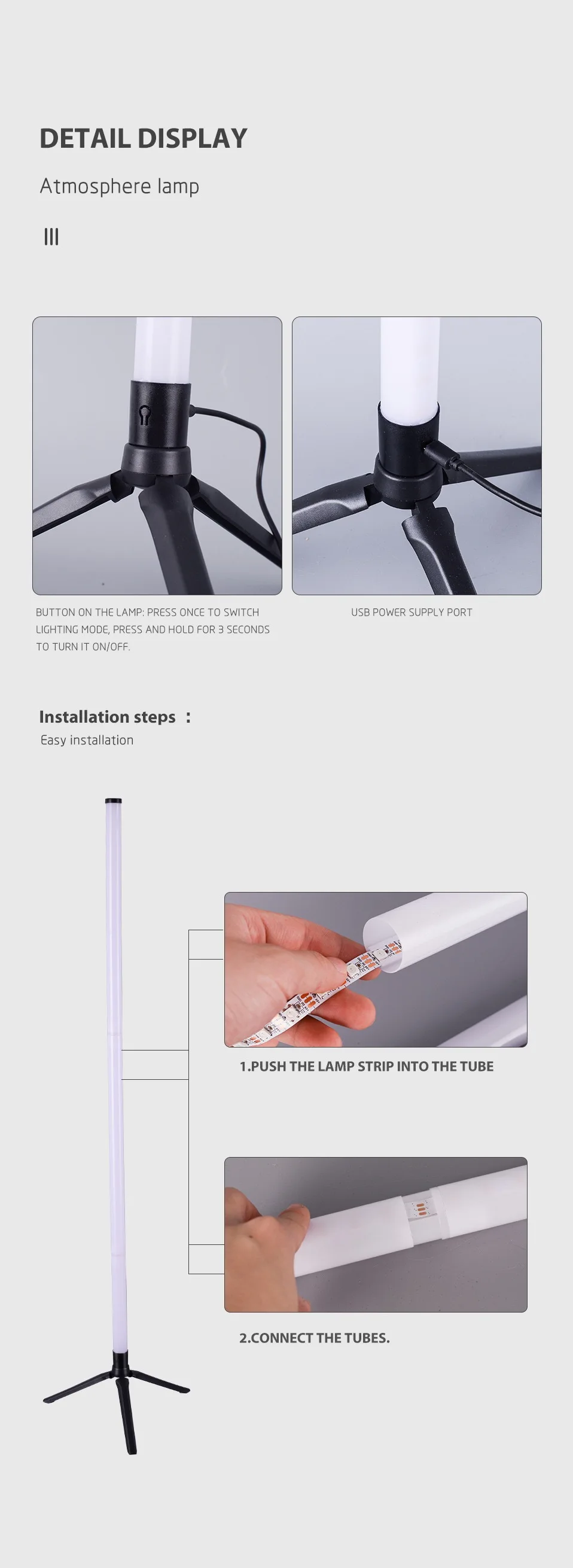 RGB LED-Ecklampe für den Boden, Raumdekoration, farbwechselnde Atmosphären-Stehleuchte, Nachtlicht für Gaming, Wohnzimmer, Schlafzimmer – Detail 1