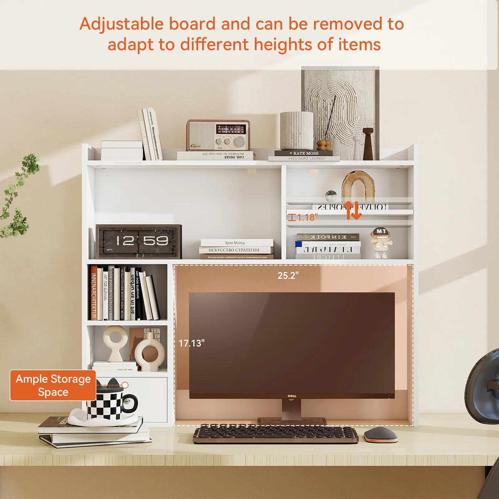 

7-Tier Adjustable Desk Organizer w/ Drawer, Storage Shelf for Home Office