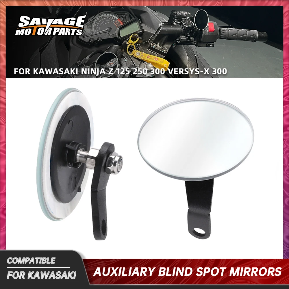 For Kawasaki Ninja 250 Z250 Blind Spot Mirror Z 125 250 300 SL/R/Pro VERSYS-X Auxiliary Rearview Mirror Wide Vision Mirrors