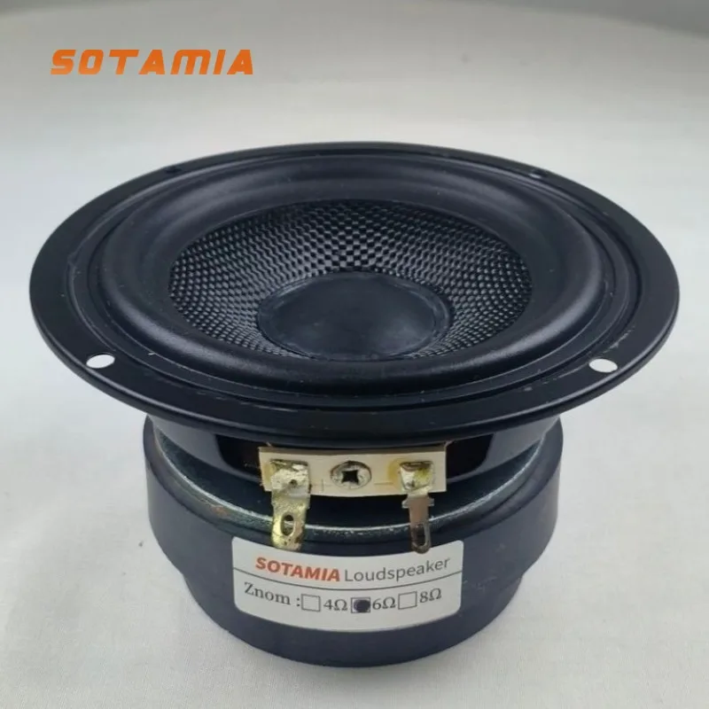

SOTAMIA 1 шт. 4-дюймовый сабвуфер, мощный динамик, кевларовая плетеная раковина, 6 Ом, 25 Вт, Hi-Fi, мускулистый громкоговоритель, двойной магнит, домашний динамик