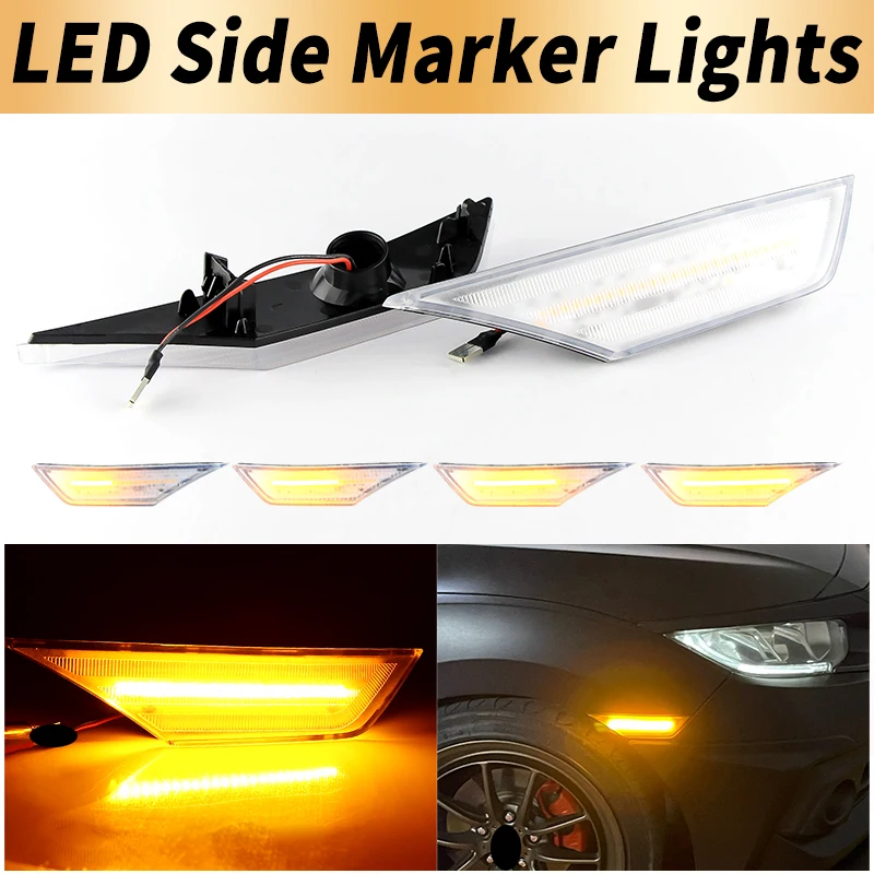 2PCS LED Side Marker Lights Canbus For Honda Civic 2016 2017 2018 2019-2020 OEM# HO25501 Amber Turn Signal Lamps Car Accessories view 2