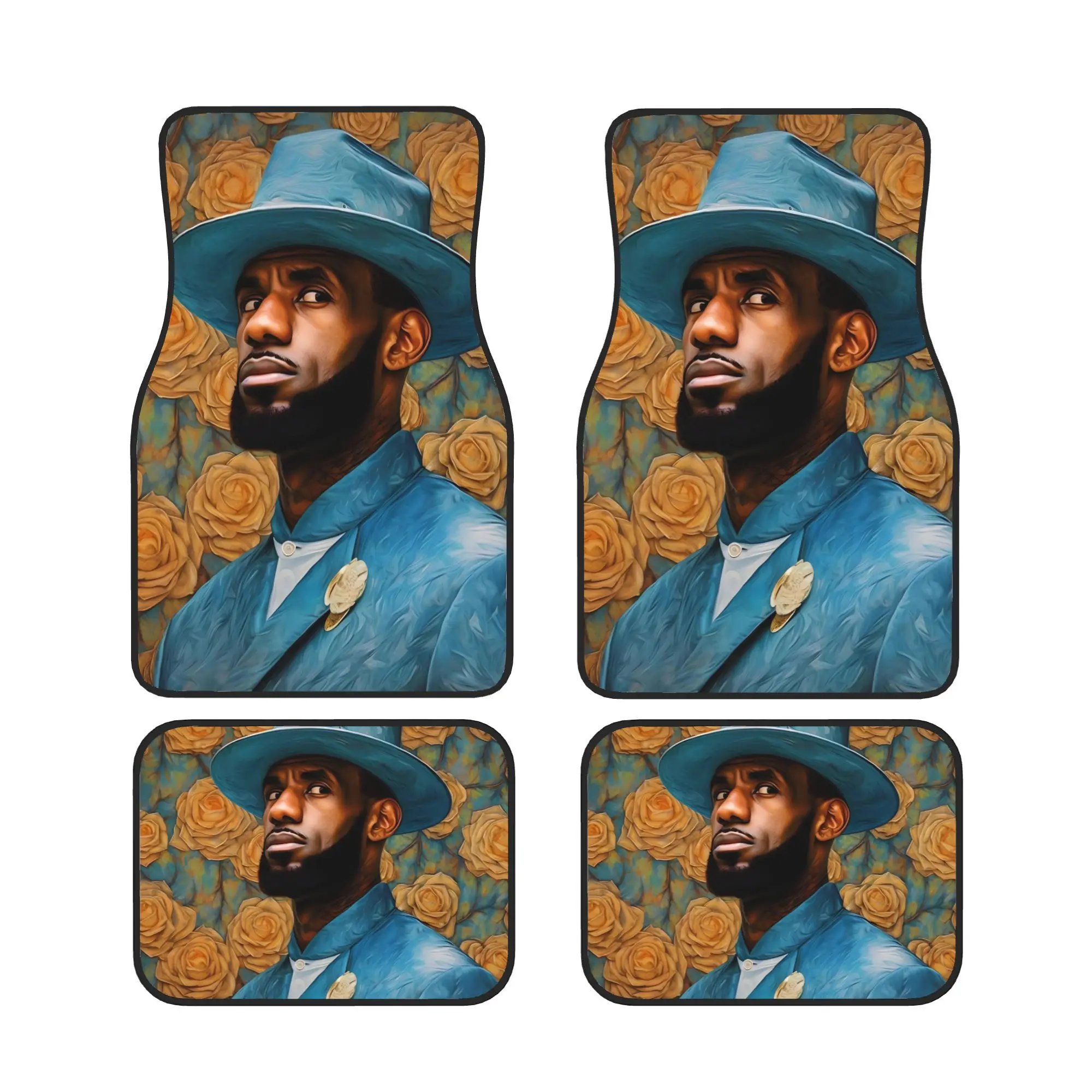 'S Stance Complete Four Piece Car Mat Set | Stylish Sports-Inspired Design, Polyester Fiber, Universally Applicable For Trendy D